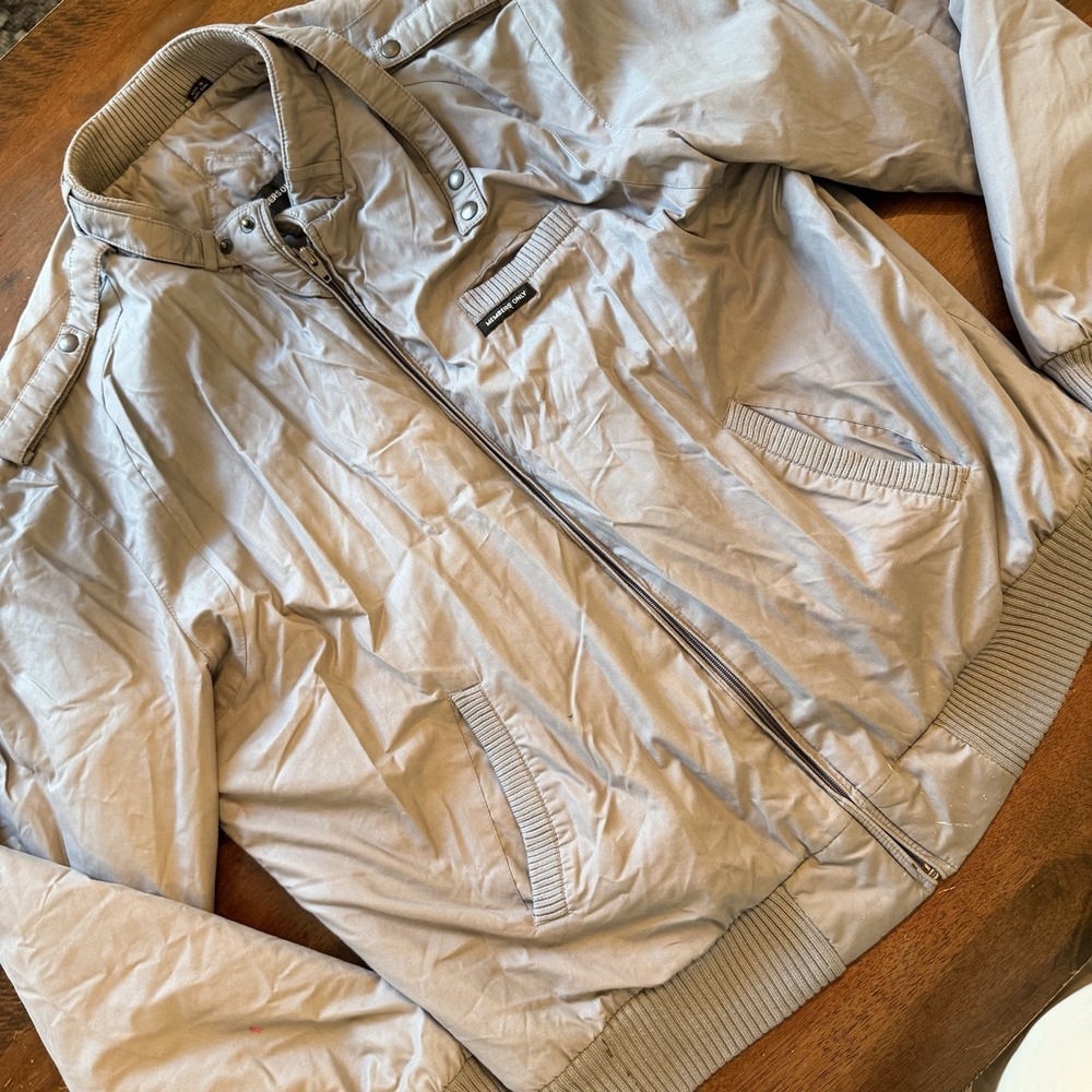 Vintage Members Only Jacket Mens 46 Gray Bomber Hong Kong 80s Lined Zip Pockets